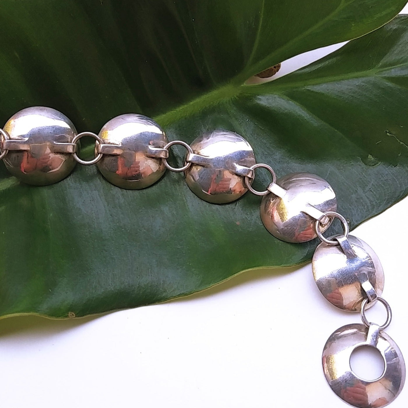 "Lilly Pads" 9" Bracelet - Pearls, Sterling