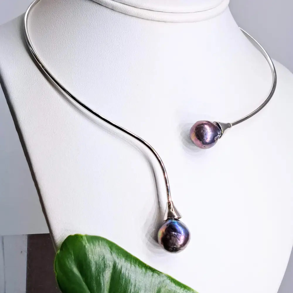 ?BAbe on a Wire’ 16’’-18’’ Necklace - Adjustable Flex Wire Sterling Baroque Pearls