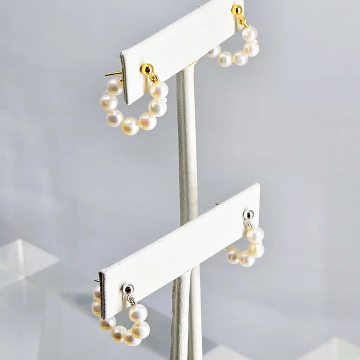 ?BAby Bubbles’.5’’ Post Huggie-hoop Earrings - Pearls Anti-tarnish Sterling or 18k Gold