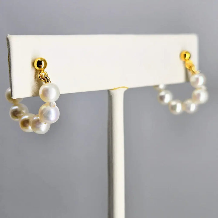 ?BAby Bubbles’.5’’ Post Huggie-hoop Earrings - Pearls Anti-tarnish Sterling or 18k Gold