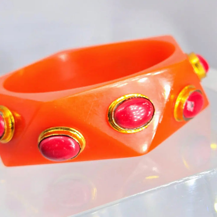 ?BArb’s Bodacious Bangles’- Size Medium and Large - #10 Orange Geo W/red Coral - Bracelet
