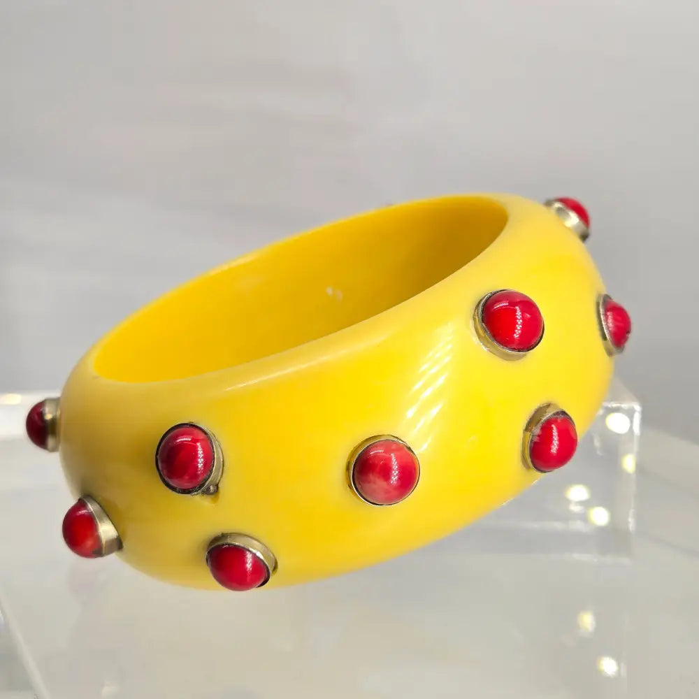 ?BArb’s Bodacious Bangles’- Size Medium and Large - #2 Yellow W/red Coral - Bracelet