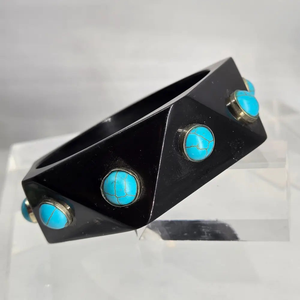 ?BArb’s Bodacious Bangles’- Size Medium and Large - #3 Black W/ Turquoise - Bracelet