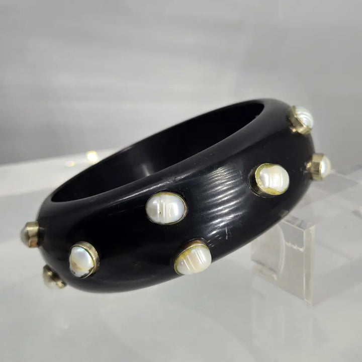 ?BArb’s Bodacious Bangles’- Size Medium and Large - #4 Black W/pearls - Bracelet