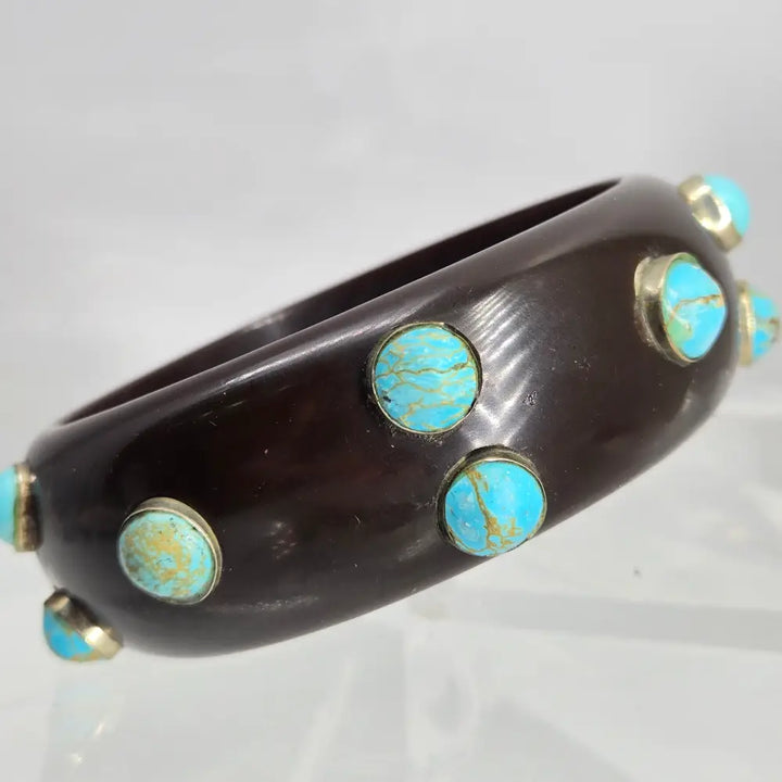 ?BArb’s Bodacious Bangles’- Size Medium and Large - #7 Chocolate W/turquoise - Bracelet
