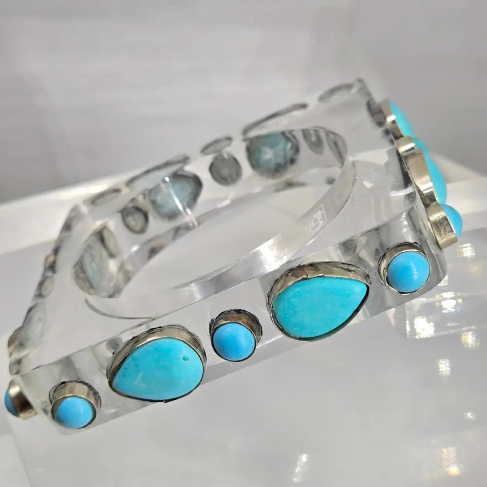 ?BArb’s Bodacious Bangles’- Size Medium and Large - #8 Clear W/turquoise - Bracelet