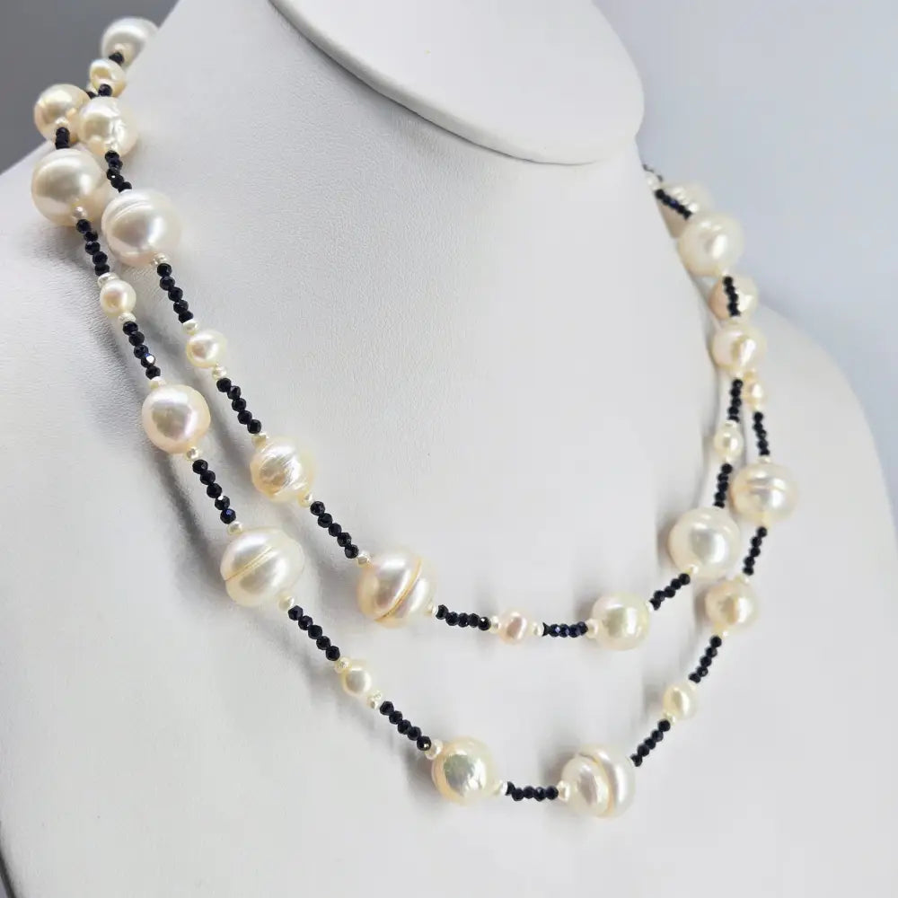 ?BAroque Darlings’ 34’’ Necklace - Pearls Black Spinel + Enhancer Clip