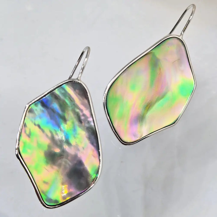 ?BAsic - not Boring’ 1.75’’ Earrings - Paua Shell Anti-tarnish Sterling