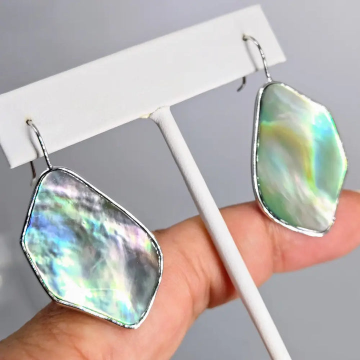 ?BAsic - not Boring’ 1.75’’ Earrings - Paua Shell Anti-tarnish Sterling