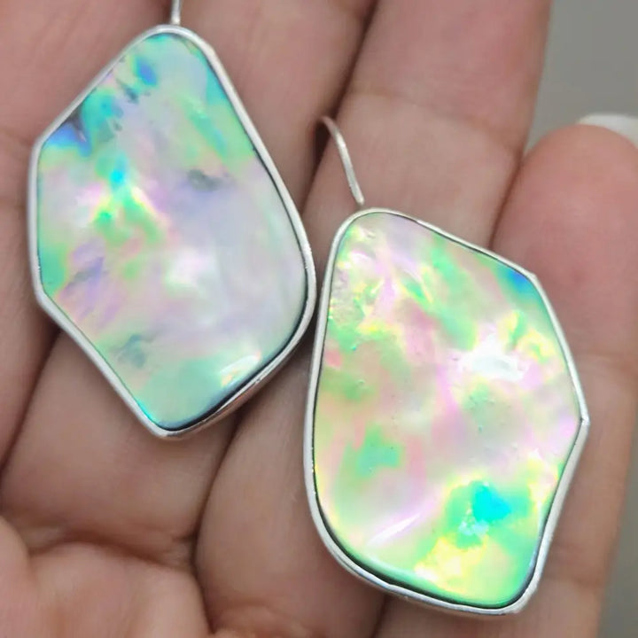 ?BAsic - not Boring’ 1.75’’ Earrings - Paua Shell Anti-tarnish Sterling