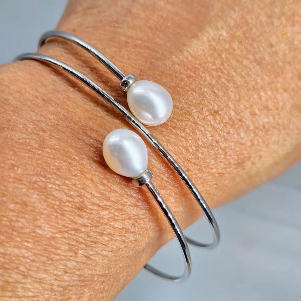 ?BAsic - not Boring’ Free Size Bracelet - Pearls Sterling