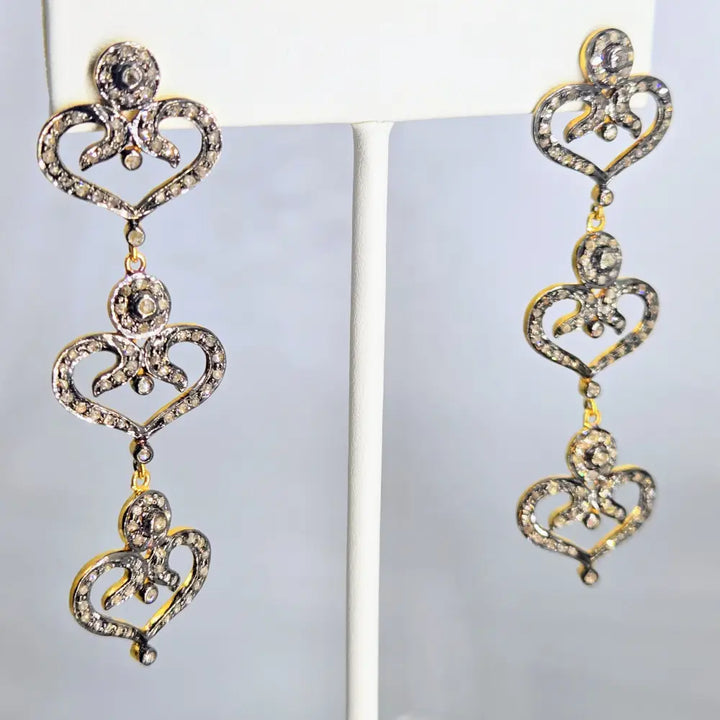 ?BE Still my Heart(s)!’ 2.5’’ Earrings - Diamonds Sterling 18k Gold