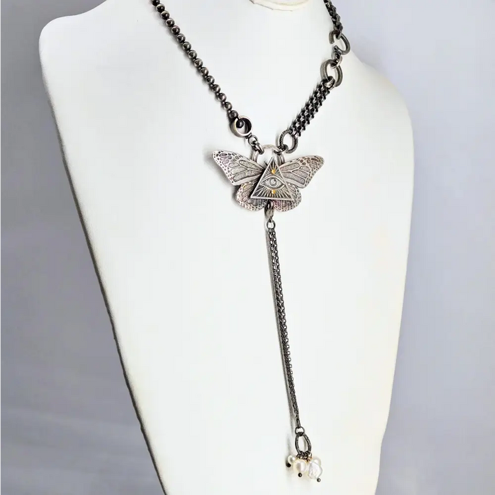 ?BEautifly!’ Convertible 16’’-20’’ Necklace - Mixed Metals Pearls Upcycled Components