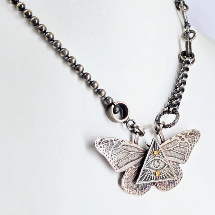?BEautifly!’ Convertible 16’’-20’’ Necklace - Mixed Metals Pearls Upcycled Components