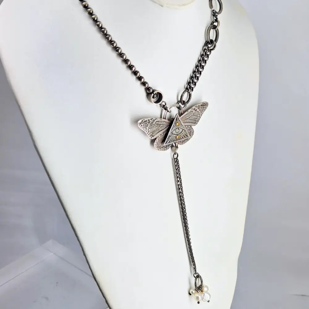 ?BEautifly!’ Convertible 16’’-20’’ Necklace - Mixed Metals Pearls Upcycled Components