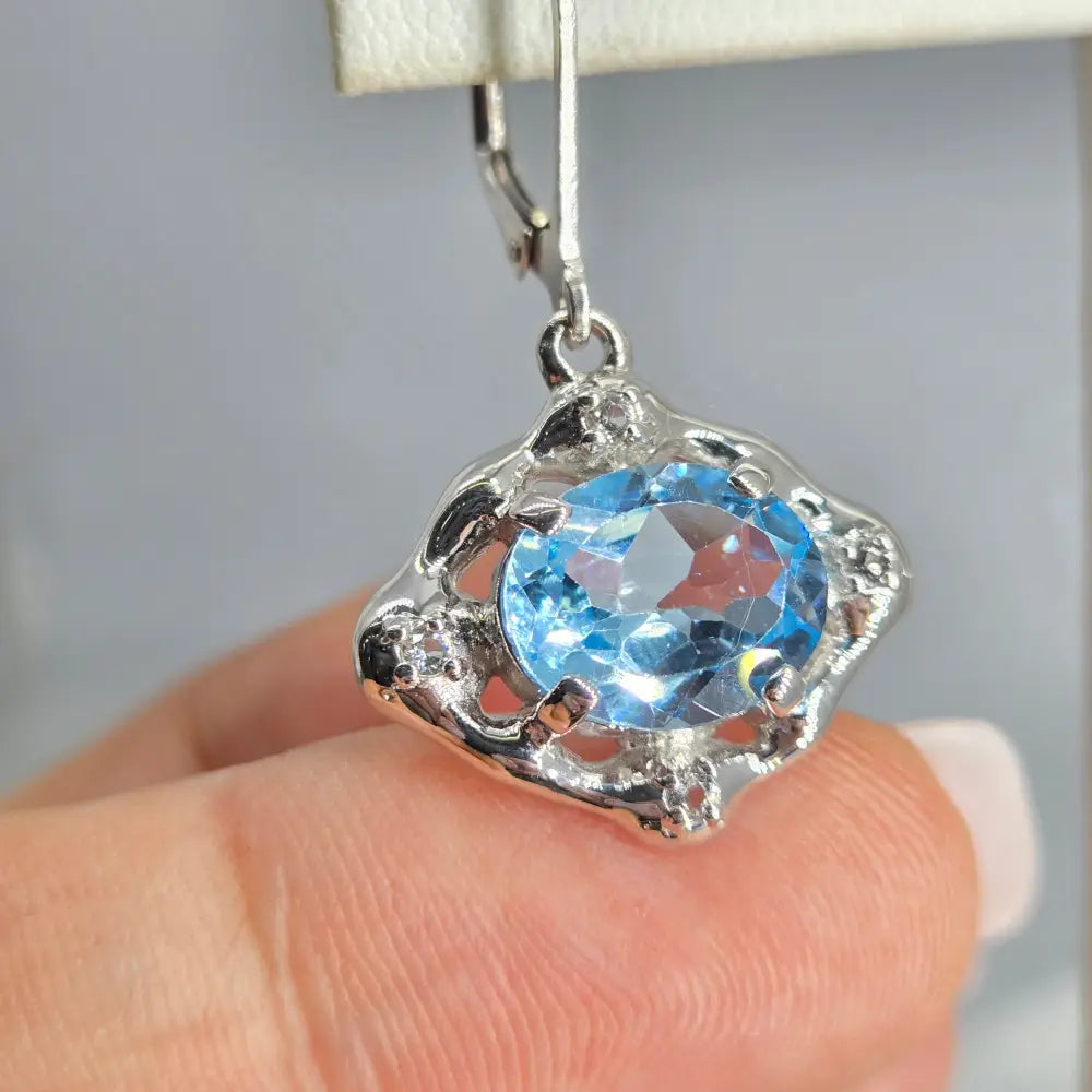 ?BEautiful Blues’ 1.25’’ Earrings - Topaz Sterling Silver