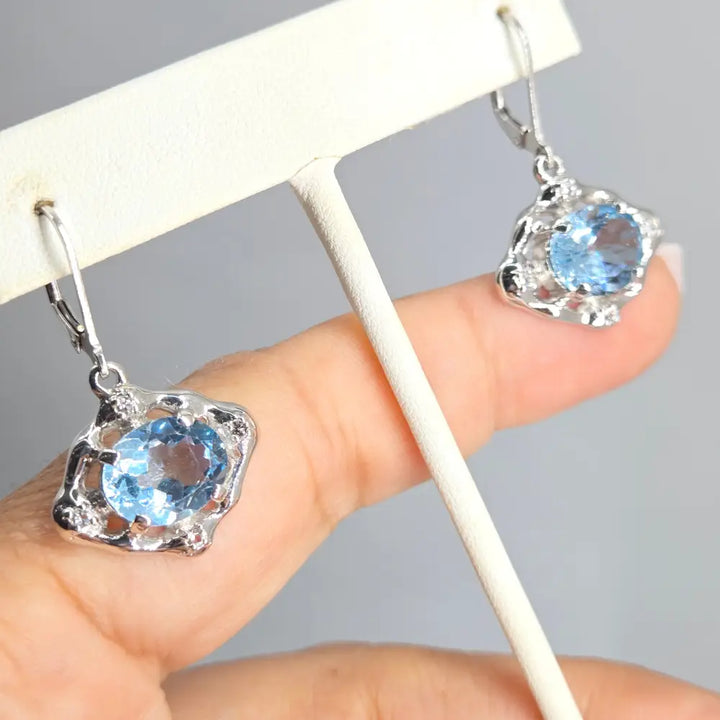 ?BEautiful Blues’ 1.25’’ Earrings - Topaz Sterling Silver