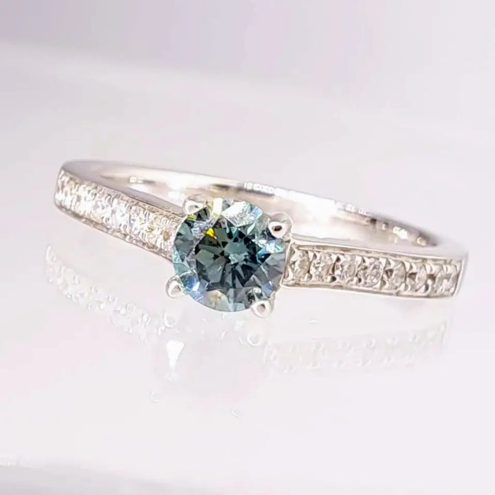 ?BEautiful Dream” Sz 6.5 Ring - Blue & White Diamonds 18k Gold