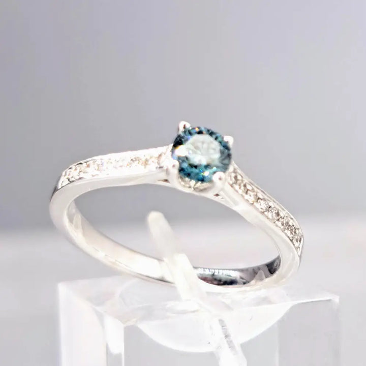?BEautiful Dream” Sz 6.5 Ring - Blue & White Diamonds 18k Gold