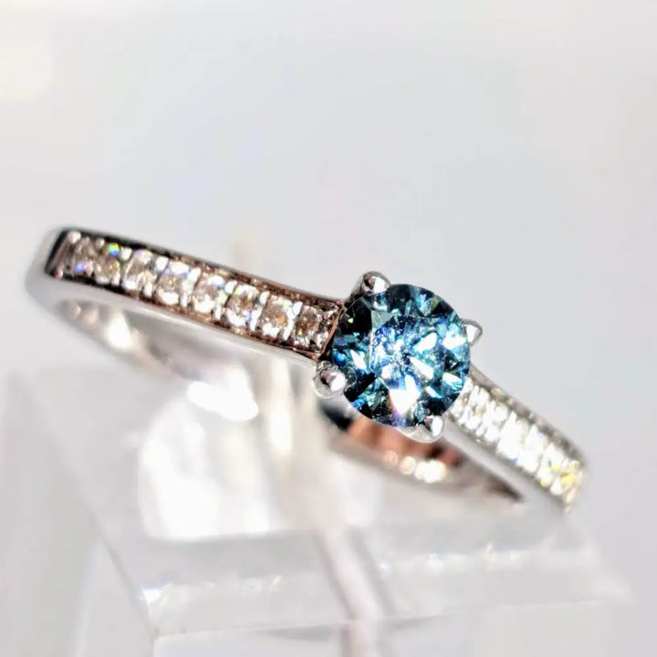 ?BEautiful Dream” Sz 6.5 Ring - Blue & White Diamonds 18k Gold