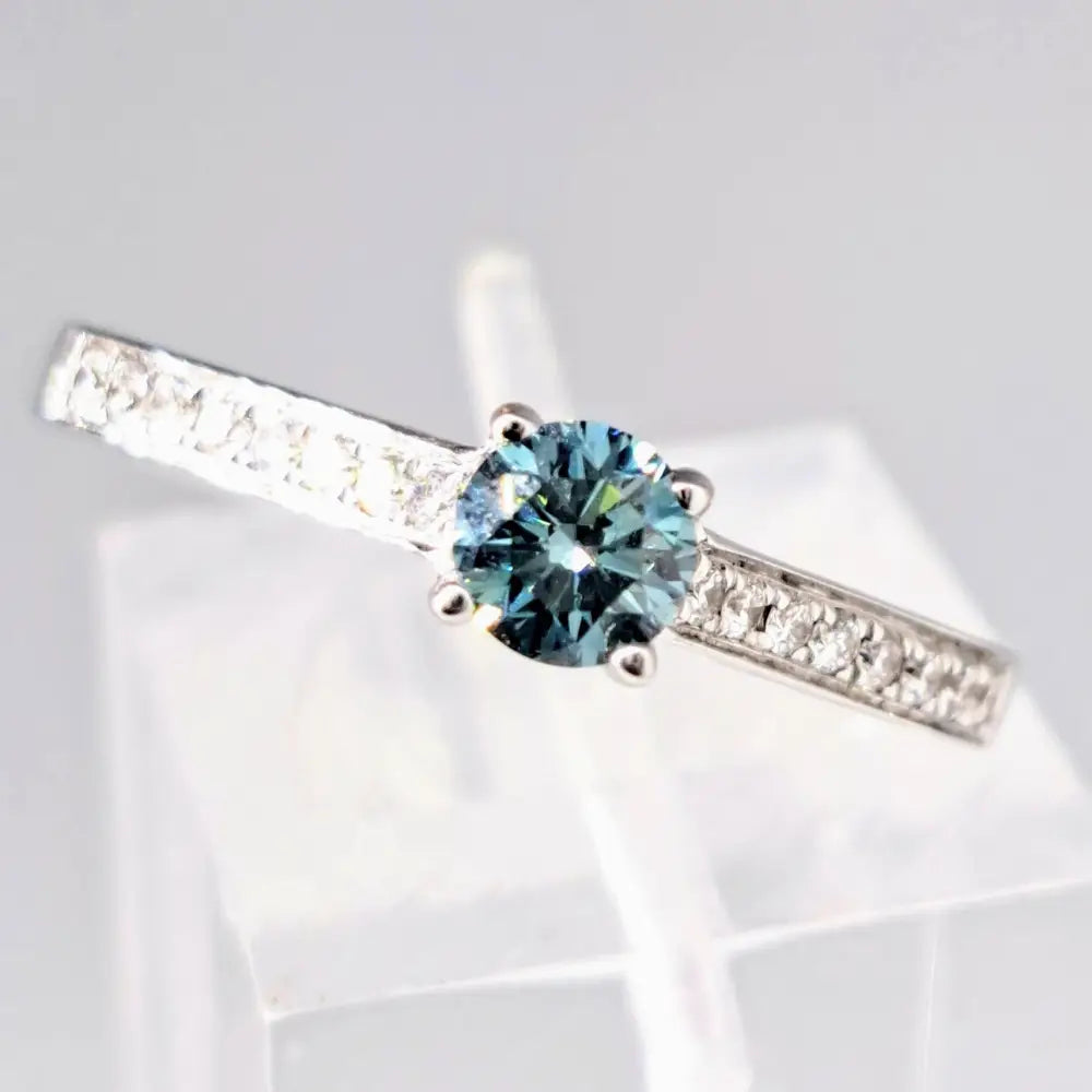 ?BEautiful Dream” Sz 6.5 Ring - Blue & White Diamonds 18k Gold