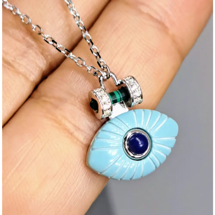?BEholder in Sky Blue’ 15’’-17’’ Necklace - Malachite Lapis Zircon Turquoise Anti-tarnish or 18k Gold Sterling