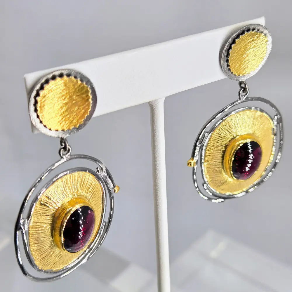 ?BErry Crush!’ 2.25’’ Earrings - Rhodolite Garnet Black Sterling 18k Gold