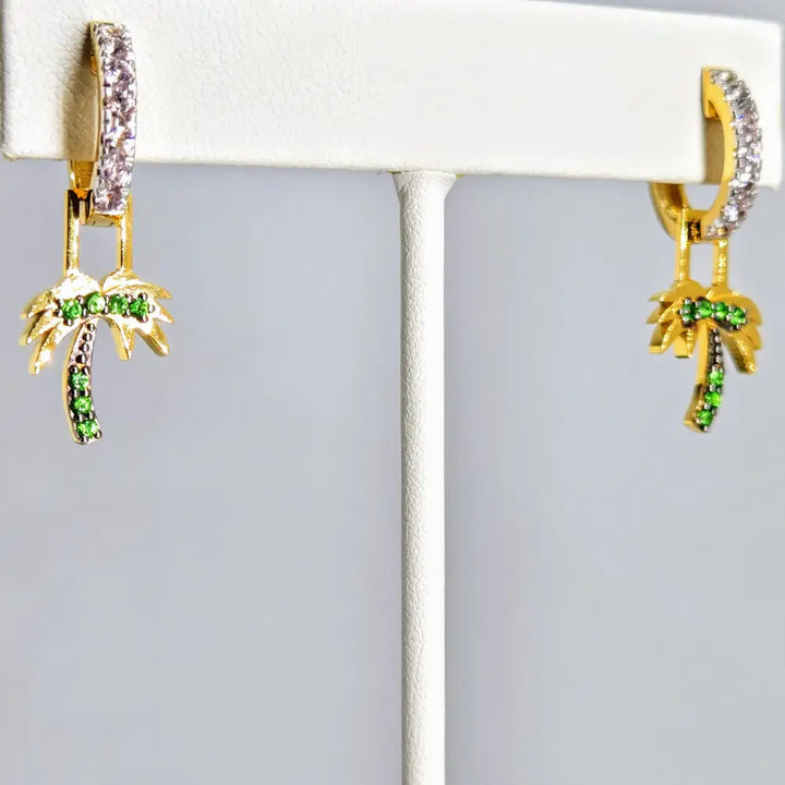 ?BEtween 2 Palms’.5’’ - 1.25’’ Convertible Earrings - Tsavorite Sapphire 18k Gold Sterling