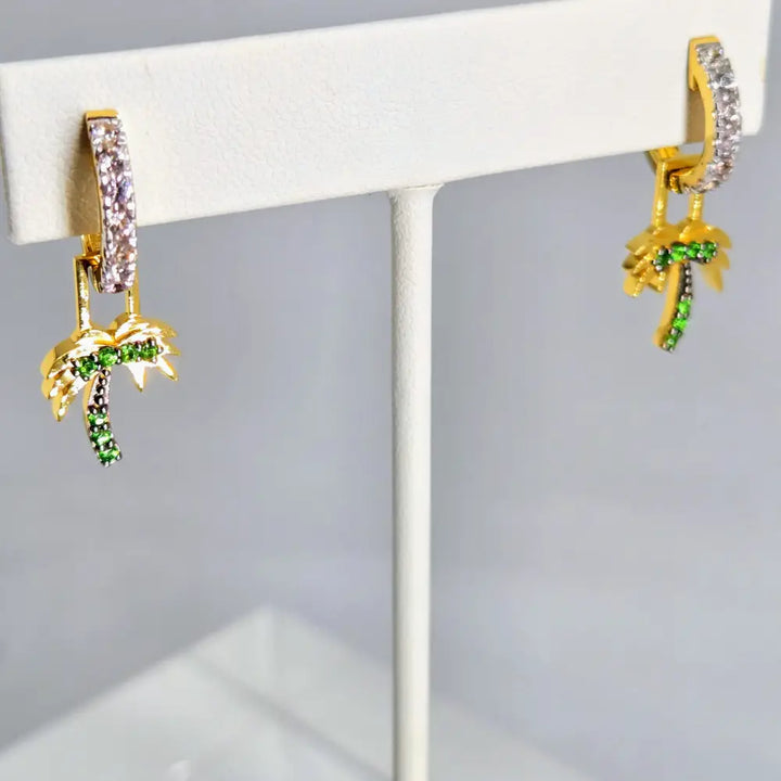 ?BEtween 2 Palms’.5’’ - 1.25’’ Convertible Earrings - Tsavorite Sapphire 18k Gold Sterling