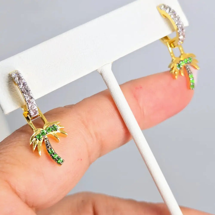 ?BEtween 2 Palms’.5’’ - 1.25’’ Convertible Earrings - Tsavorite Sapphire 18k Gold Sterling