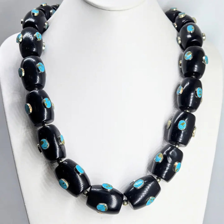 ?BIg Dottie’ 24’’ Necklace - Kingman Turquoise Resin German Silver