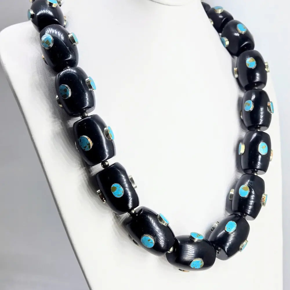 ?BIg Dottie’ 24’’ Necklace - Kingman Turquoise Resin German Silver