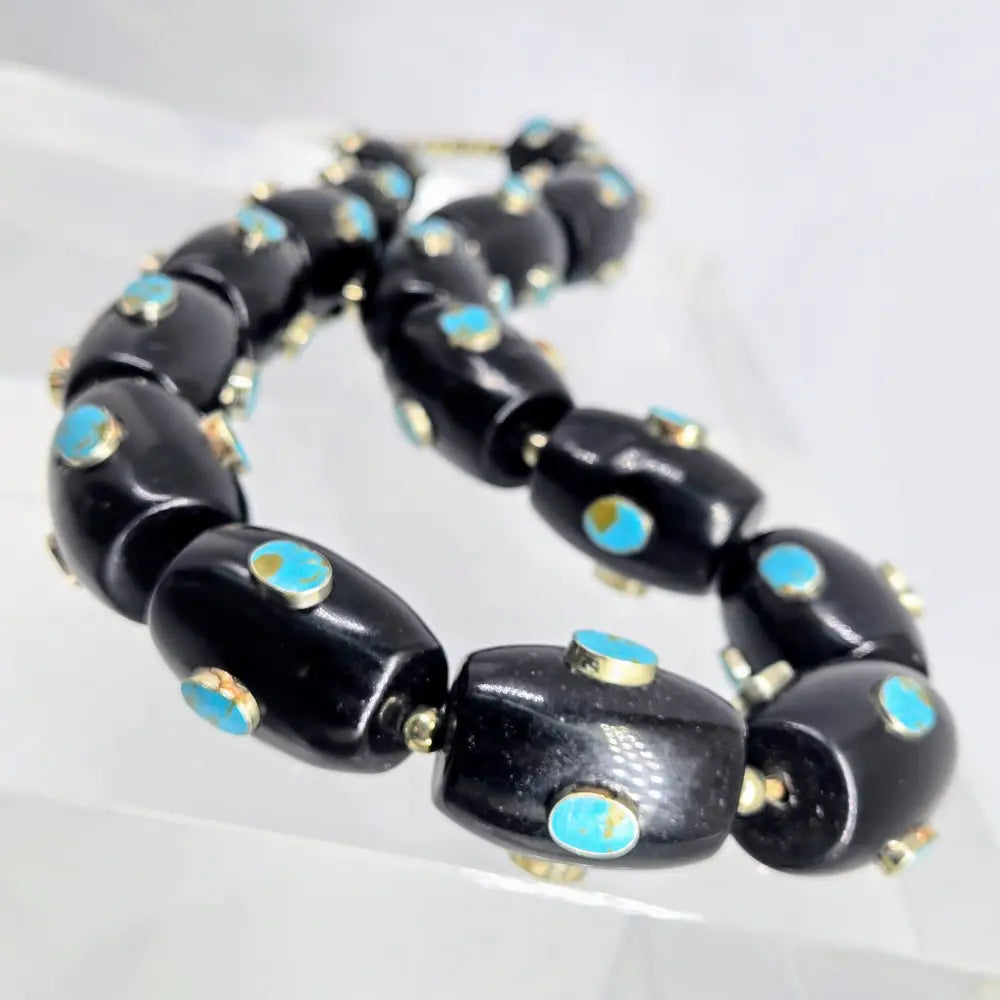 ?BIg Dottie’ 24’’ Necklace - Kingman Turquoise Resin German Silver