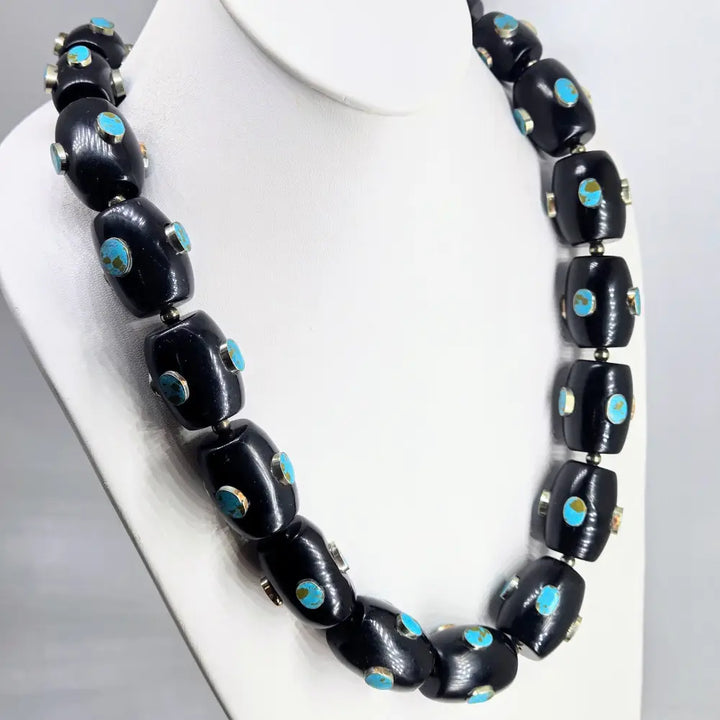 ?BIg Dottie’ 24’’ Necklace - Kingman Turquoise Resin German Silver