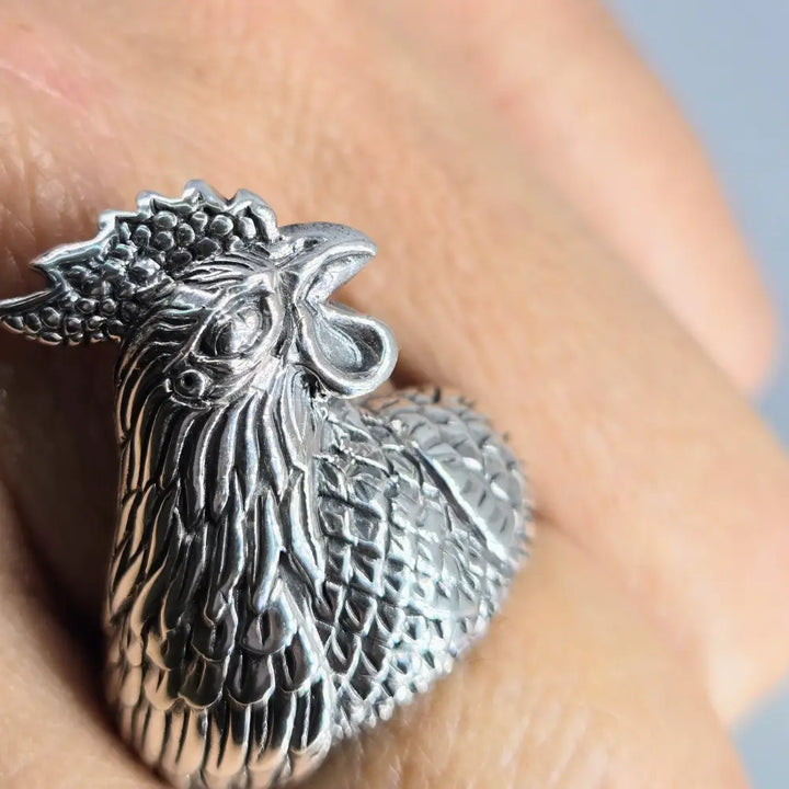 ?BIg Fat Cock-face’ Adj. Sz Ring - Sterling
