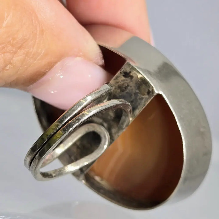 ?BIg Fat Pumpkin Latte’ Adj. Sz Ring - Agate