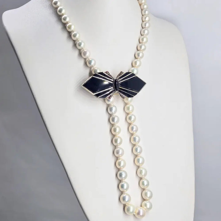 ?BLack Beauty’ 1’’ x 2.25’’ Brooch/pearl Enhancer - Onyx Garnet Marcasite Sterling - Brooch