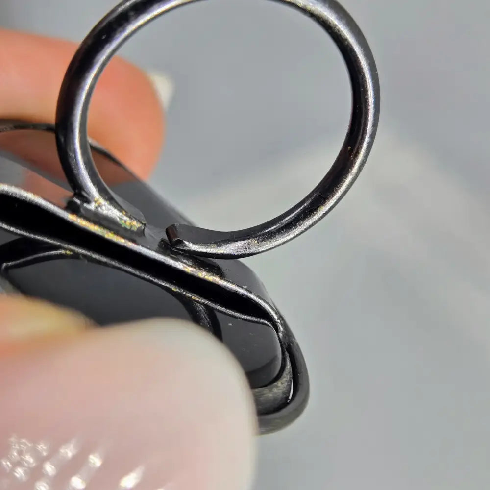 ?BLack Tie Affair’ Adjustable Adj. Sz. Ring - Druzy Agate Diamond Black Sterling 18k