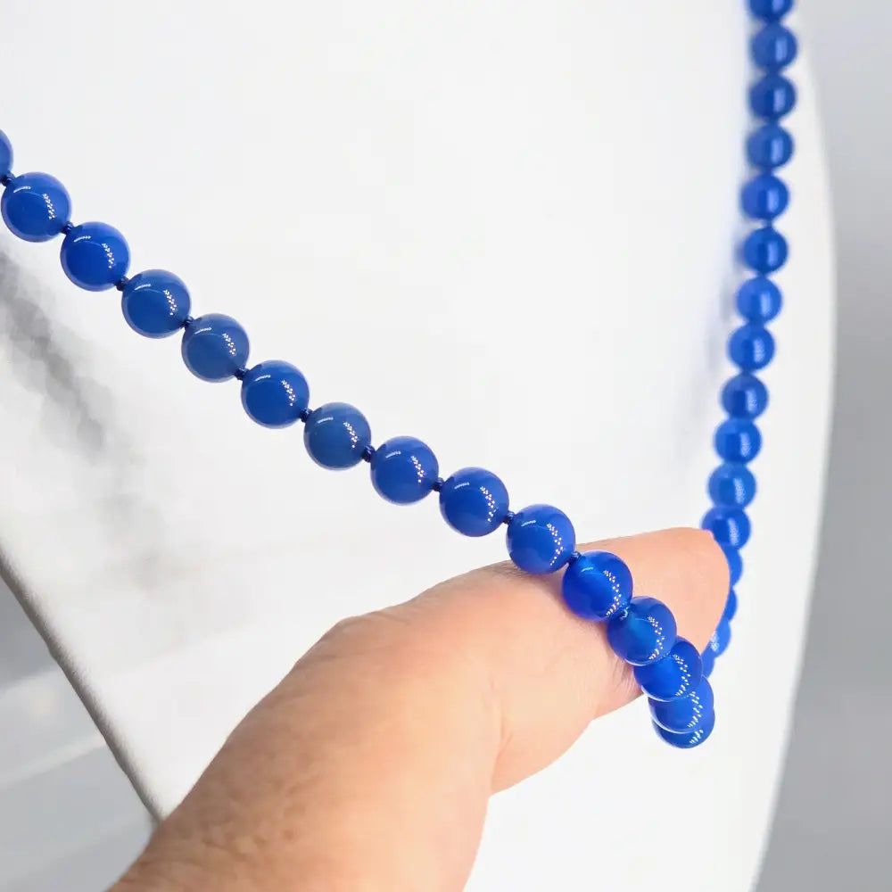 ?BLue Belle’ 20’’ Necklace - Blue Jade Chalcedony Sterling Clasp
