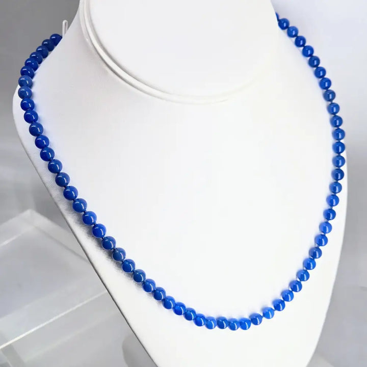 ?BLue Belle’ 20’’ Necklace - Blue Jade Chalcedony Sterling Clasp