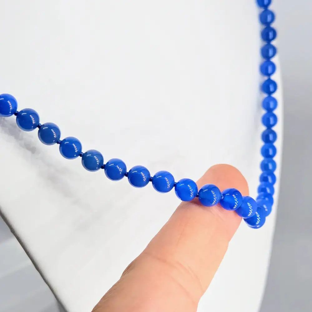 ?BLue Belle’ 20’’ Necklace - Blue Jade Chalcedony Sterling Clasp