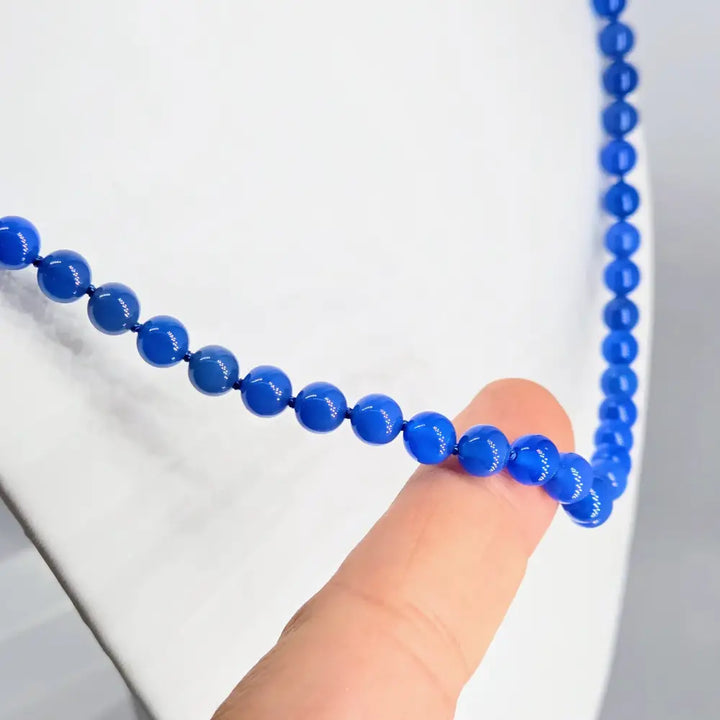?BLue Belle’ 20’’ Necklace - Blue Jade Chalcedony Sterling Clasp