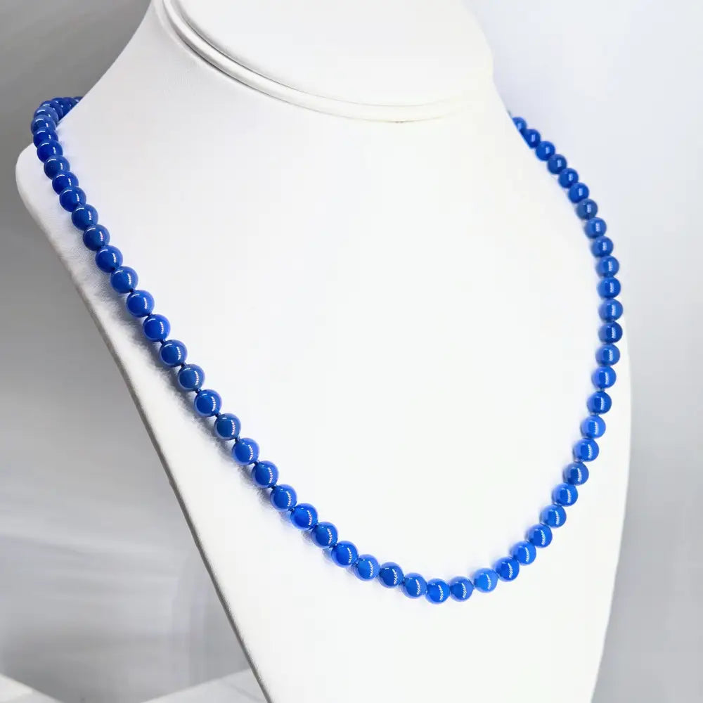 ?BLue Belle’ 20’’ Necklace - Blue Jade Chalcedony Sterling Clasp