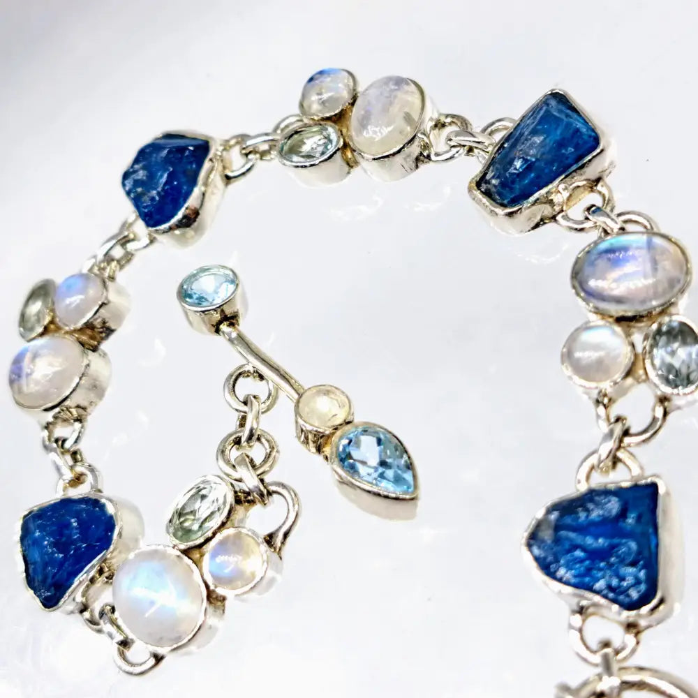 ?BLue Moon Dance’ 7’’ - 8’’ Bracelet - Apatite Moonstone Topaz Sterling
