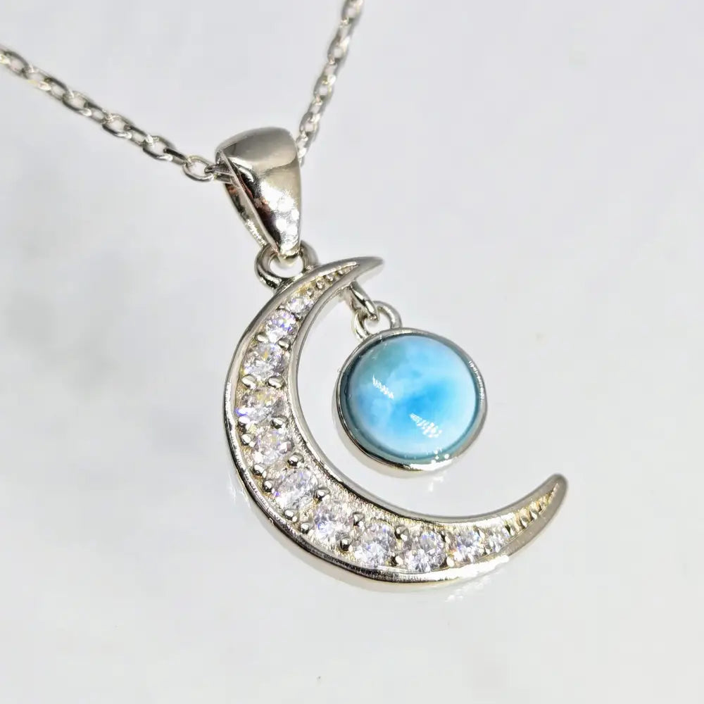 ?BLue Moon’ Pendant Necklace - Larimar Zirconia Anti-tarnish Sterling