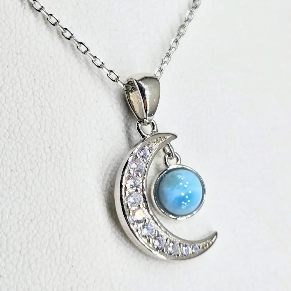 ?BLue Moon’ Pendant Necklace - Larimar Zirconia Anti-tarnish Sterling
