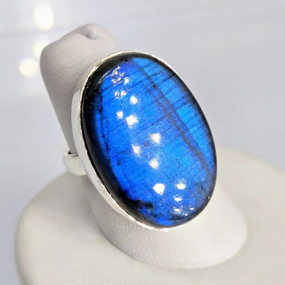 ?BLue Morpho’ Adj. Sz 6 to 8 Ring - Labradorite Sterling