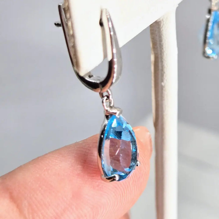 ?BLue Skies Smilin’ at Me’ 1.25’’ Earrings - Sky Blue Topaz Anti-tarnish Sterling