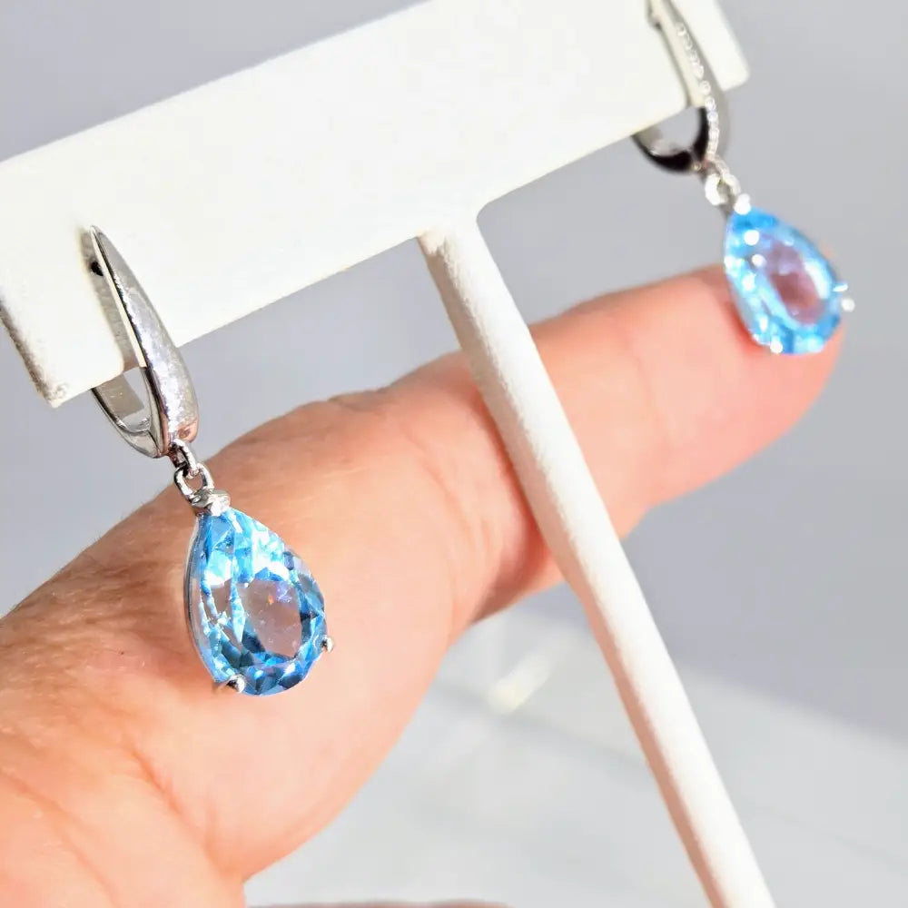 ?BLue Skies Smilin’ at Me’ 1.25’’ Earrings - Sky Blue Topaz Anti-tarnish Sterling