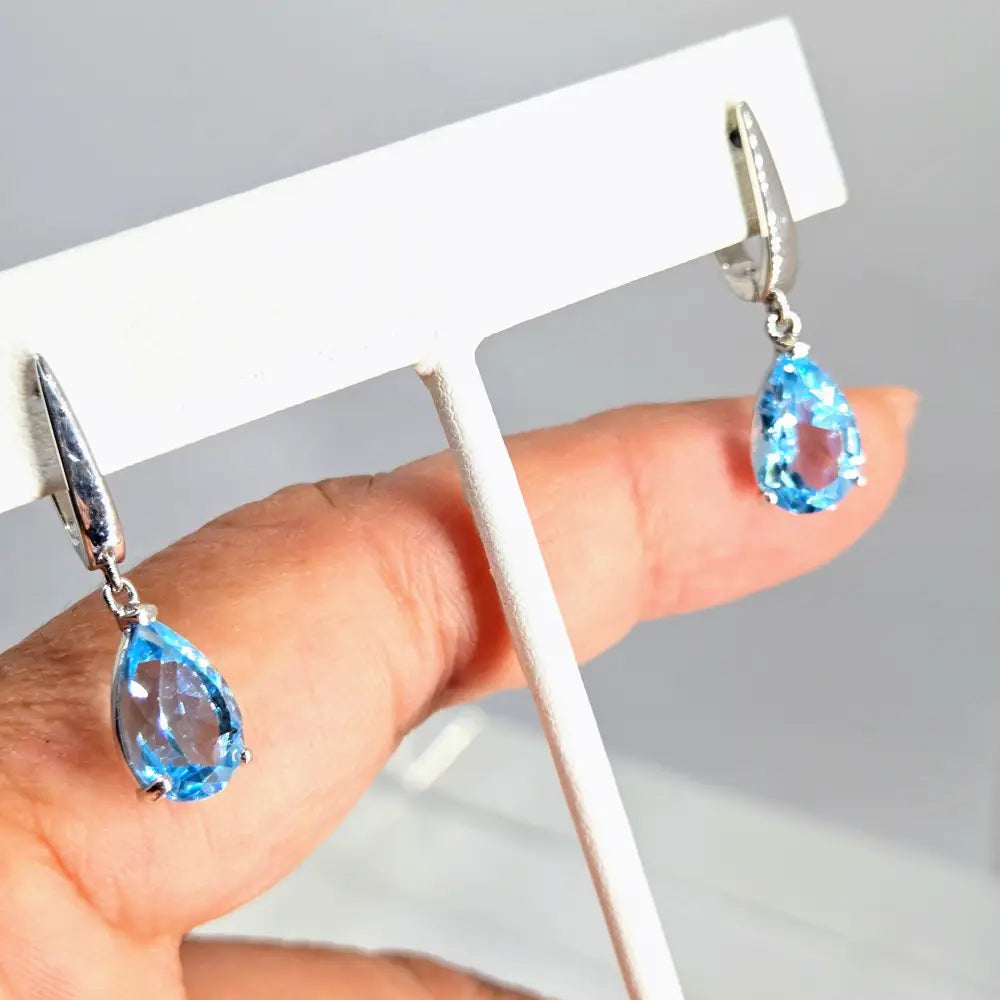 ?BLue Skies Smilin’ at Me’ 1.25’’ Earrings - Sky Blue Topaz Anti-tarnish Sterling